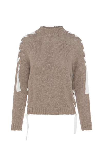 Mock Neck Ribbon Sweater