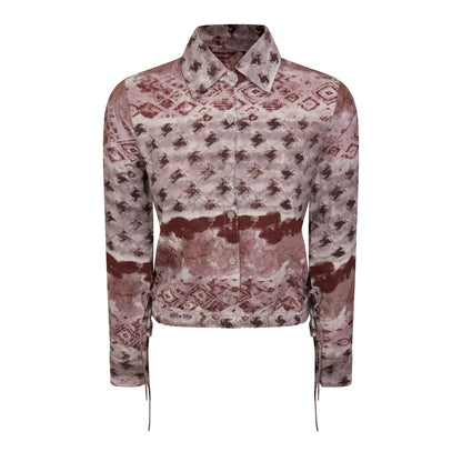 Printed Linen Cropped Blouse