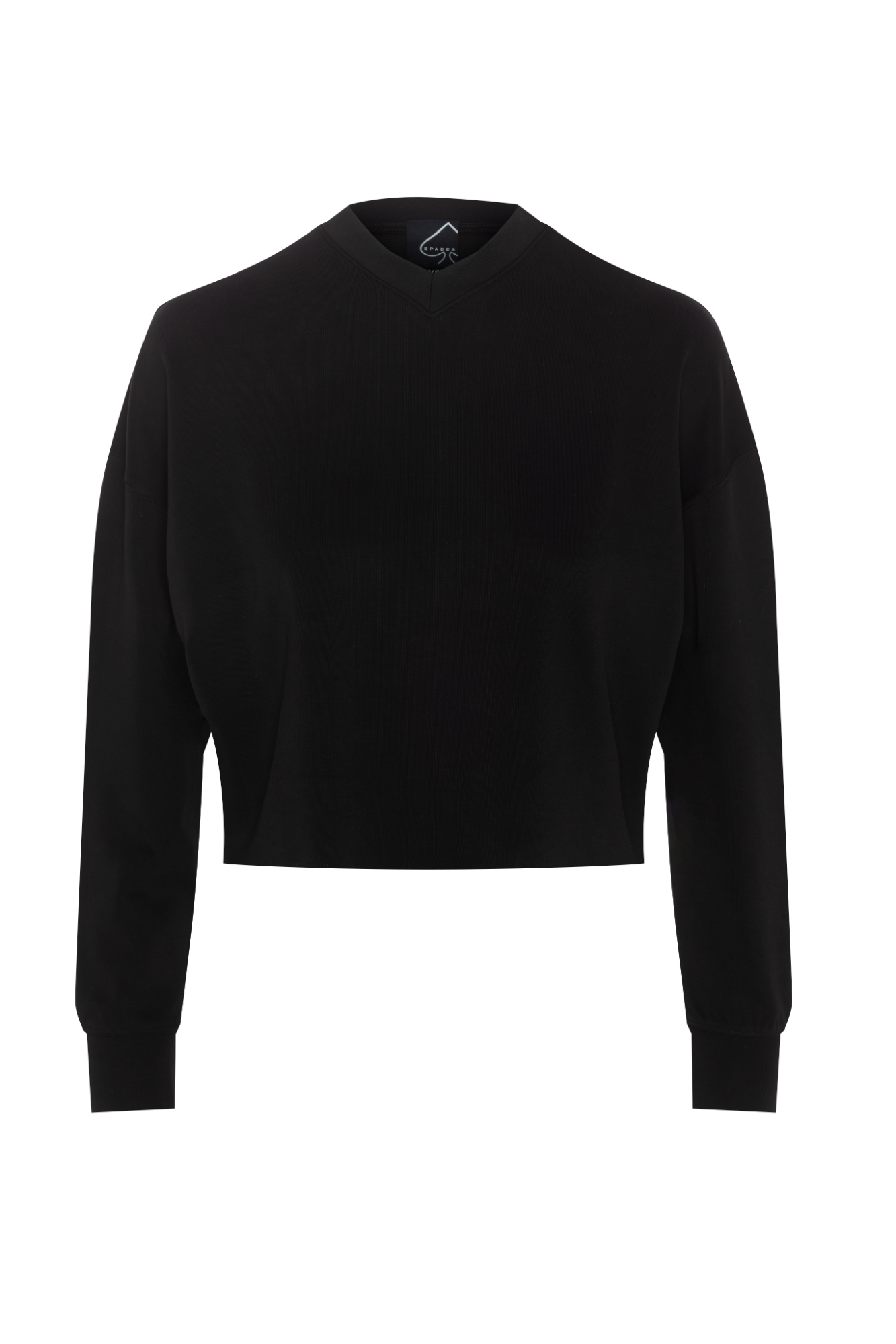 Ribbed V Neck Cropped Sweat Shirt