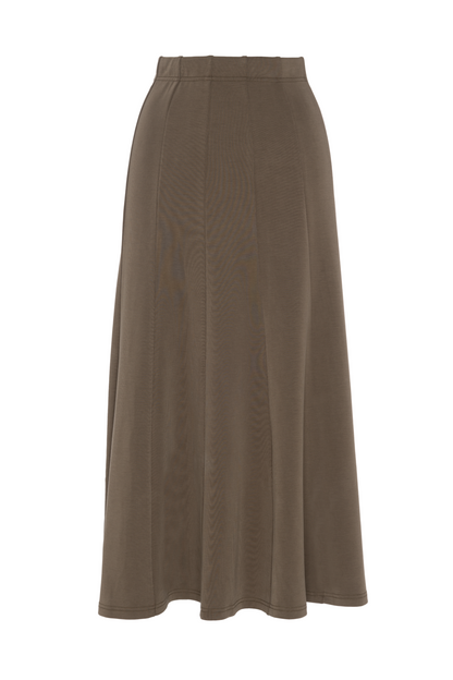 Ribbed Paneled Midi Skirt