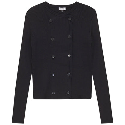 Double Breasted Cropped Knit Cardigan