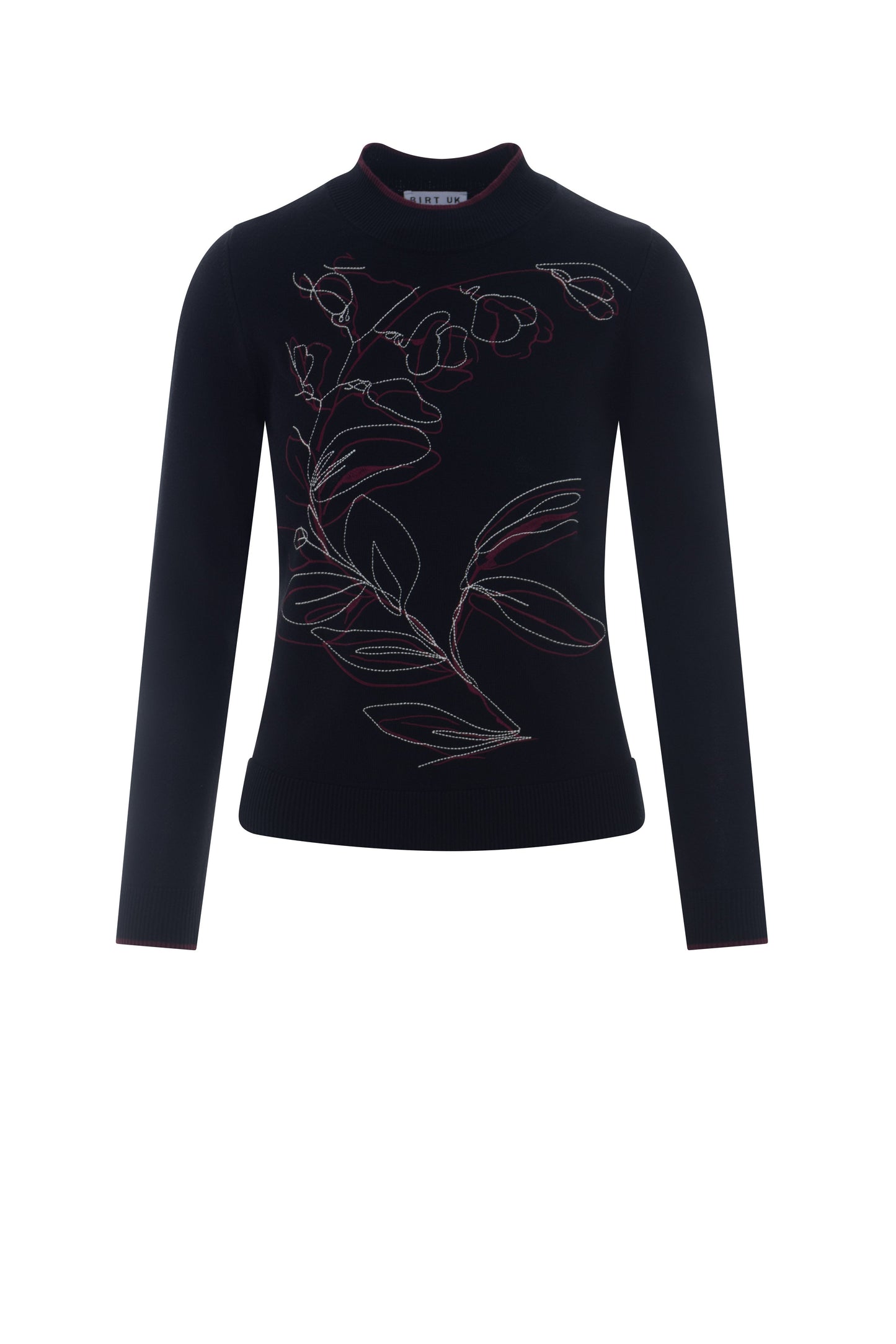 Printed Shirred Mock Neck Sweater
