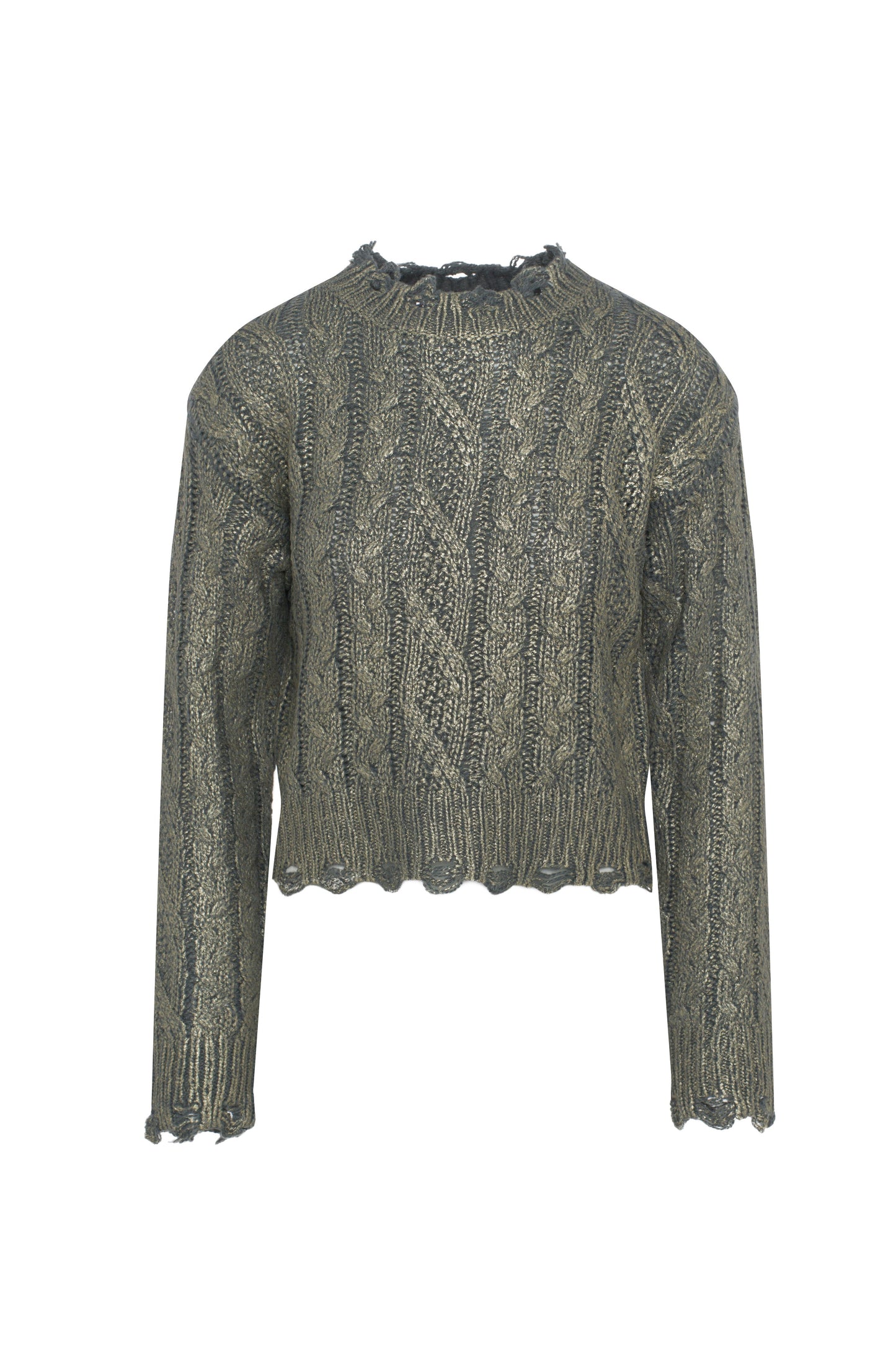 Cropped Metalic Cable Sweater