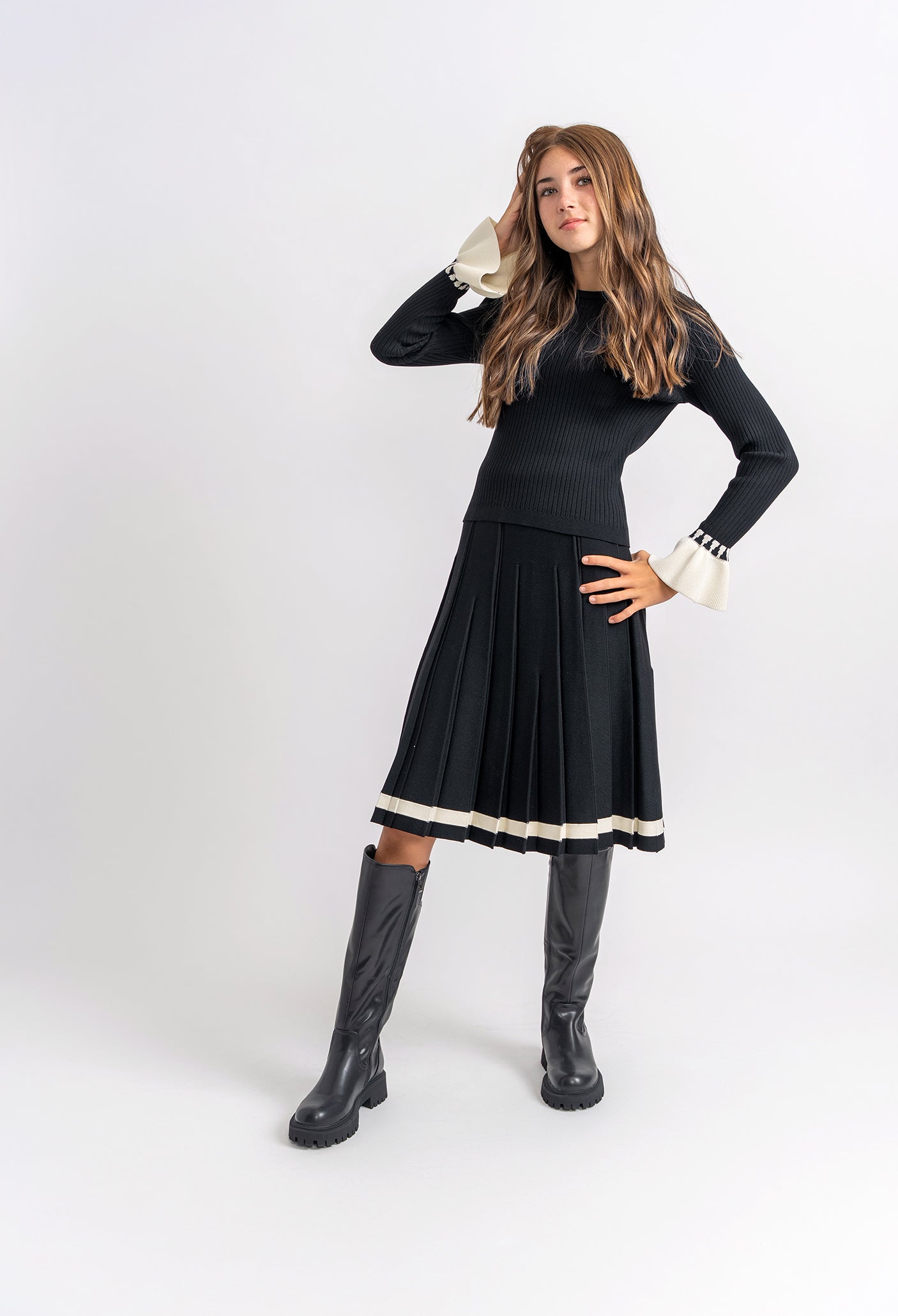Uneven Pleated Skirt