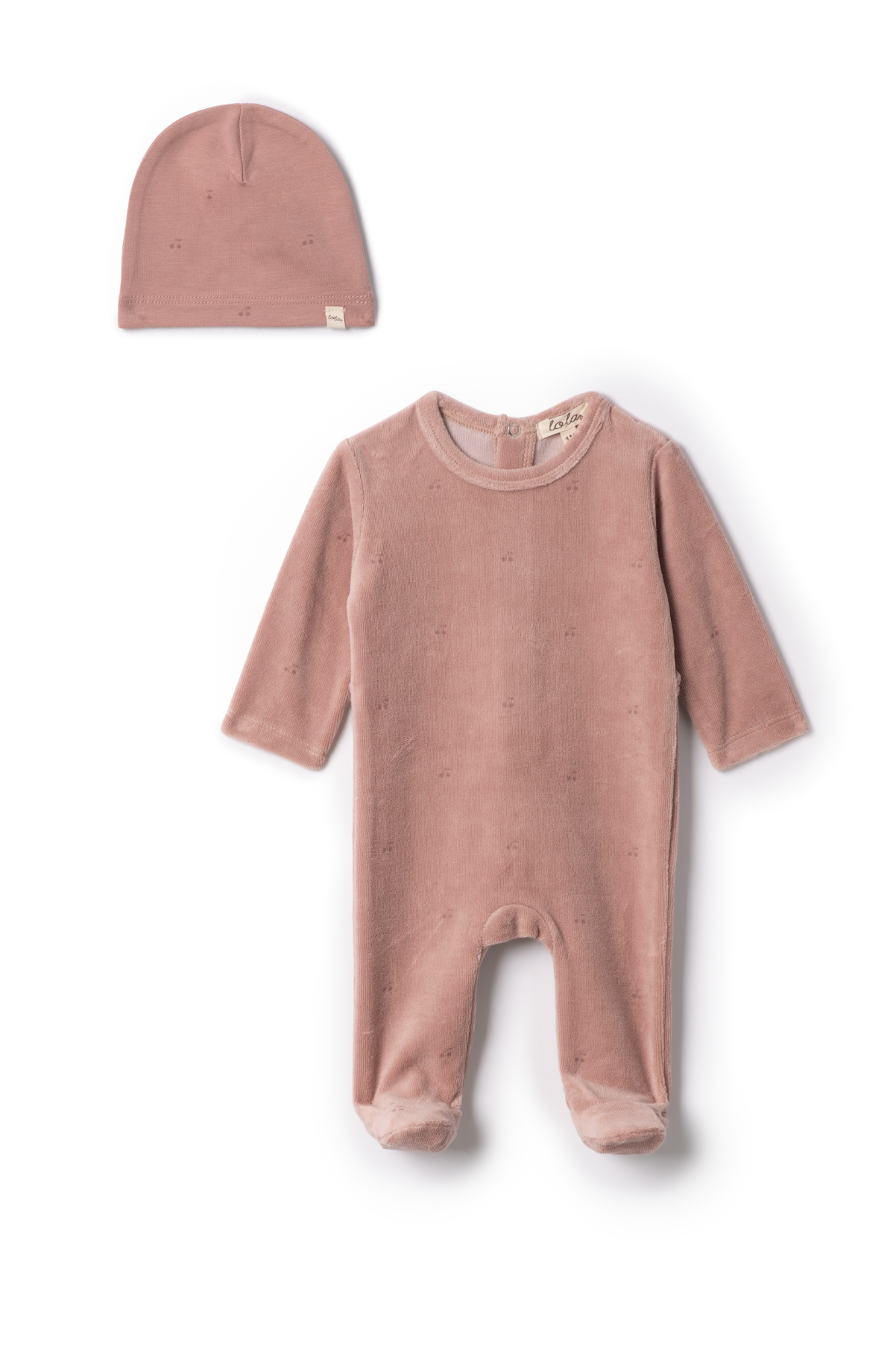 Cherry Print Velour Onesie