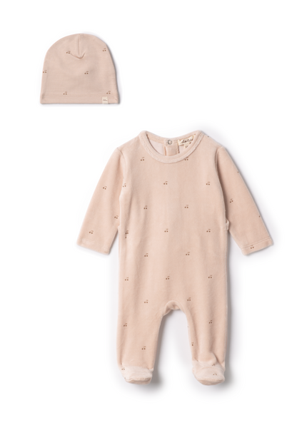 Cherry Print Velour Onesie