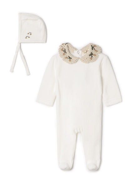 Velour Crocket Collar Onesie