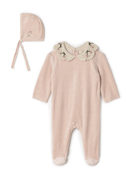 Velour Crocket Collar Onesie