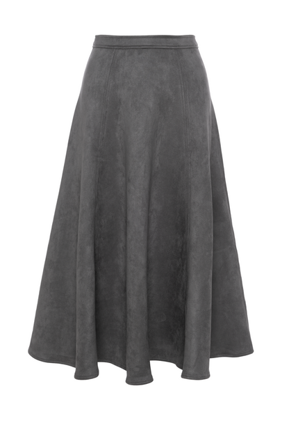 Suede Midi Panel Skirt