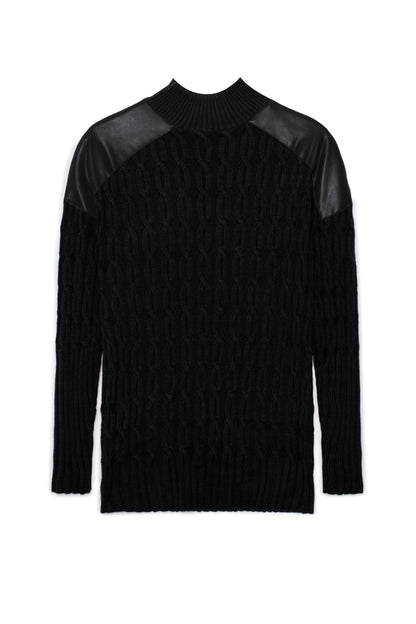 Maternity Dolman Leather Combo Sweater