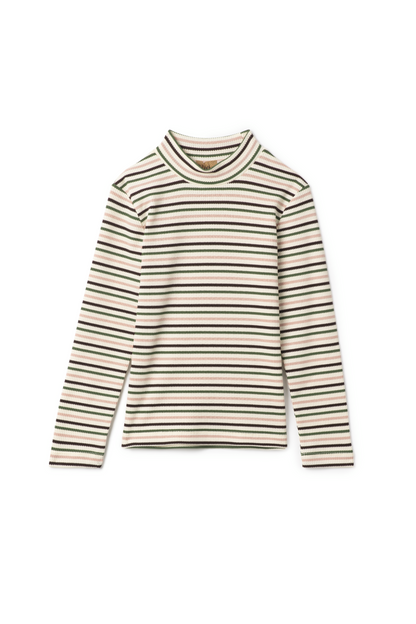 Waffle Stripped Mock Neck Top