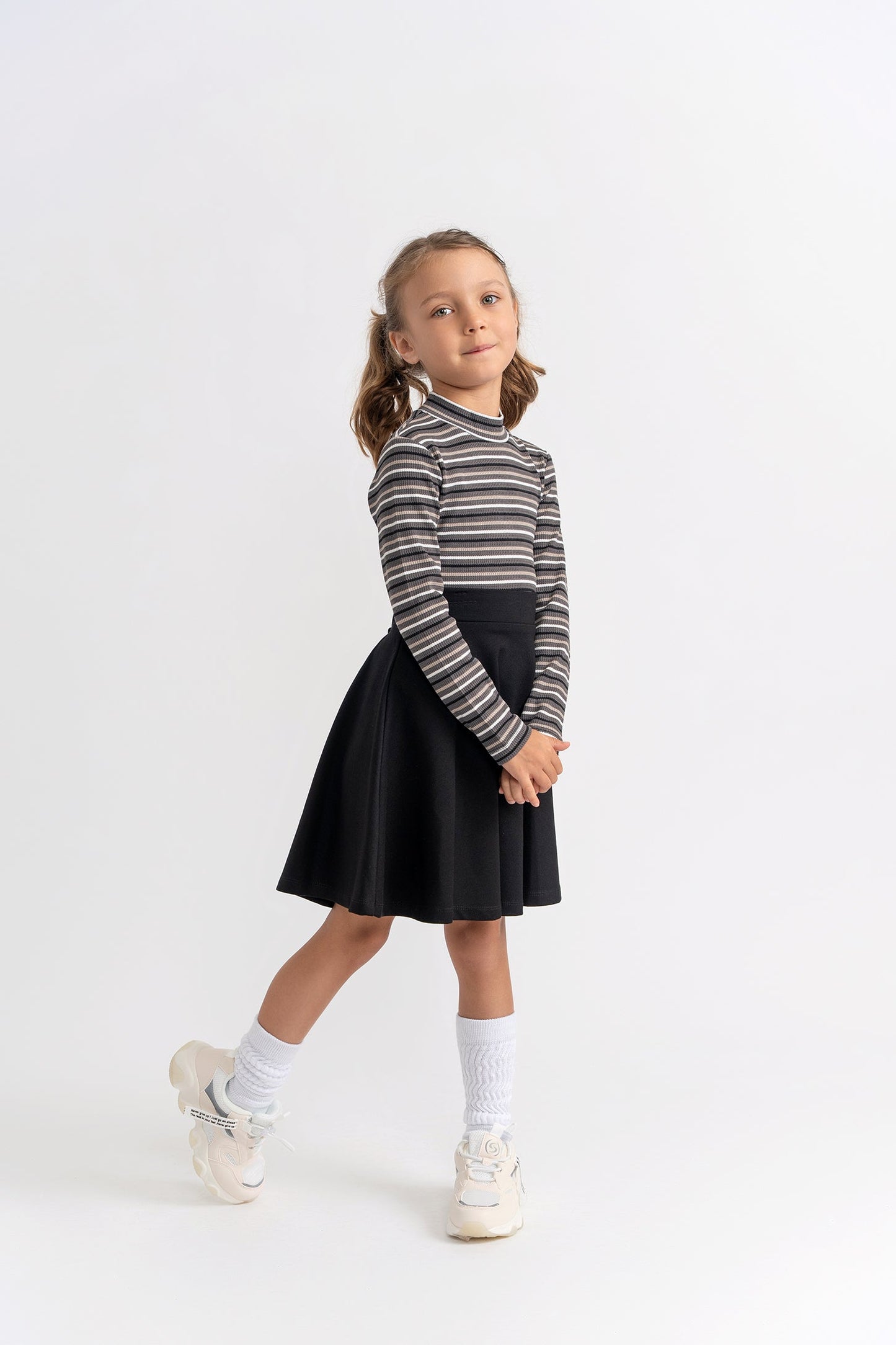 Waffle Stripped Mock Neck Top