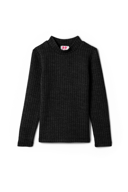 Washed Waffle Mock Neck