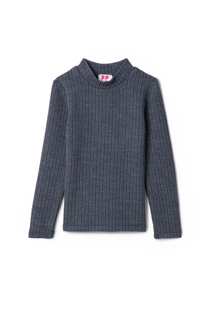 Washed Waffle Mock Neck