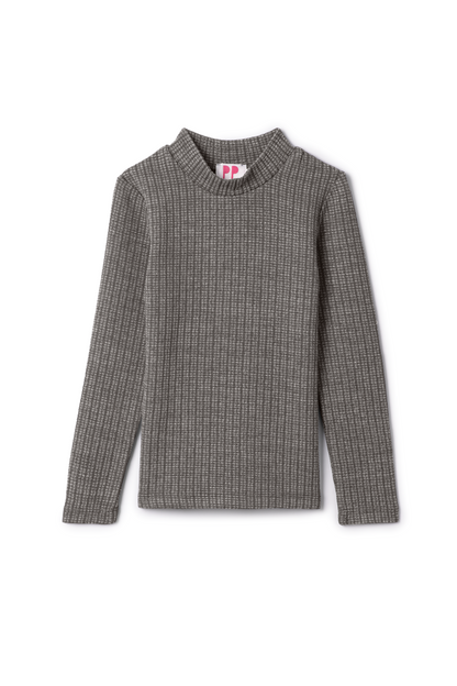 Washed Waffle Mock Neck