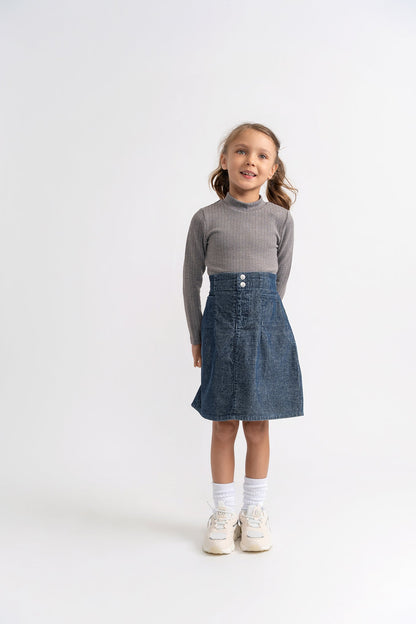 Rib Denim Skirt