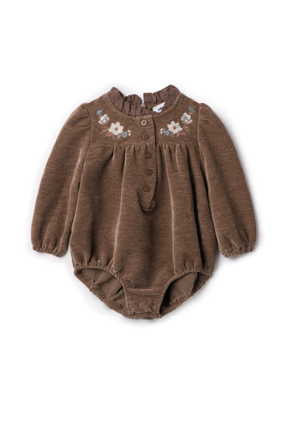Velvet Embroidered Floral Bubble