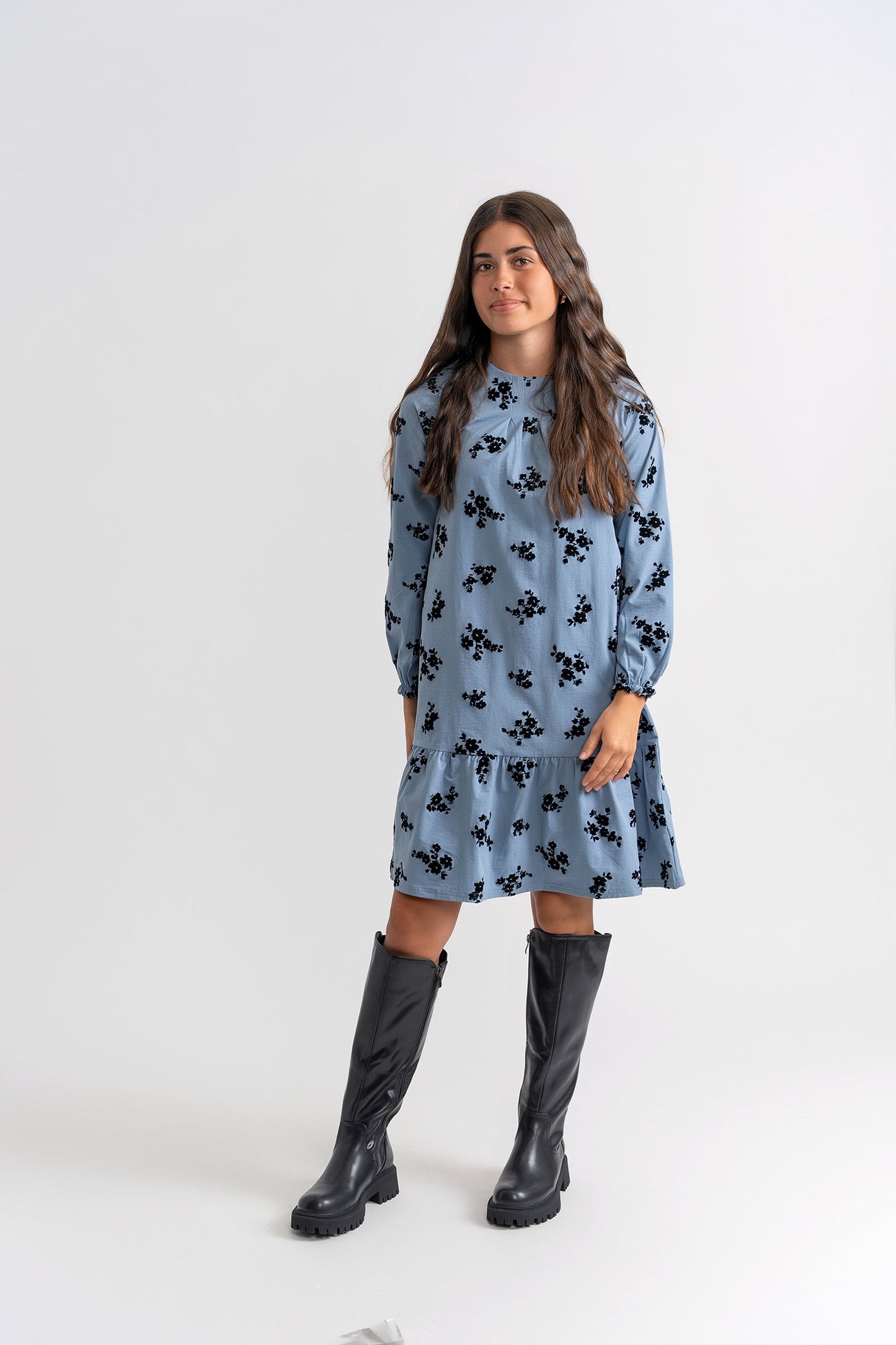 Flocked Floral Dress