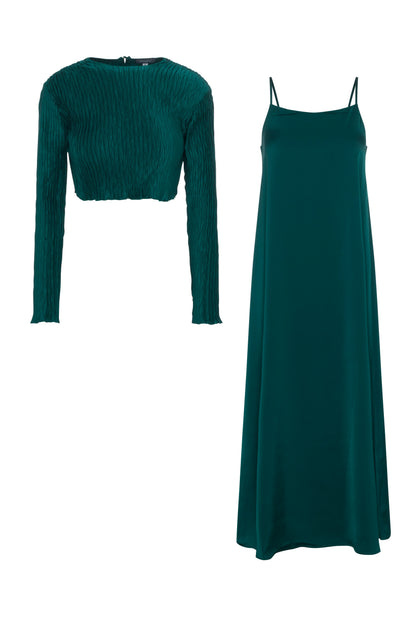 Slip Dress with Cropped Top