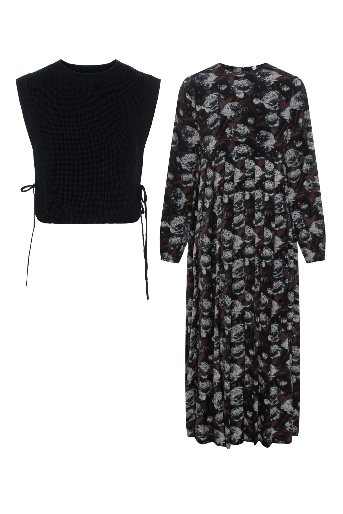 Floral Print Dress with Vest