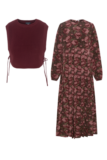 Floral Print Dress with Vest