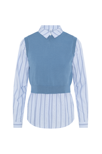 Knit Vest with Stripped Shirt