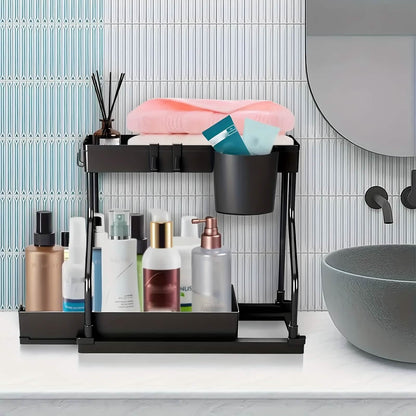 2-Piece Under Sink Organizer with Sliding Shelves – Multi-Purpose Storage Rack