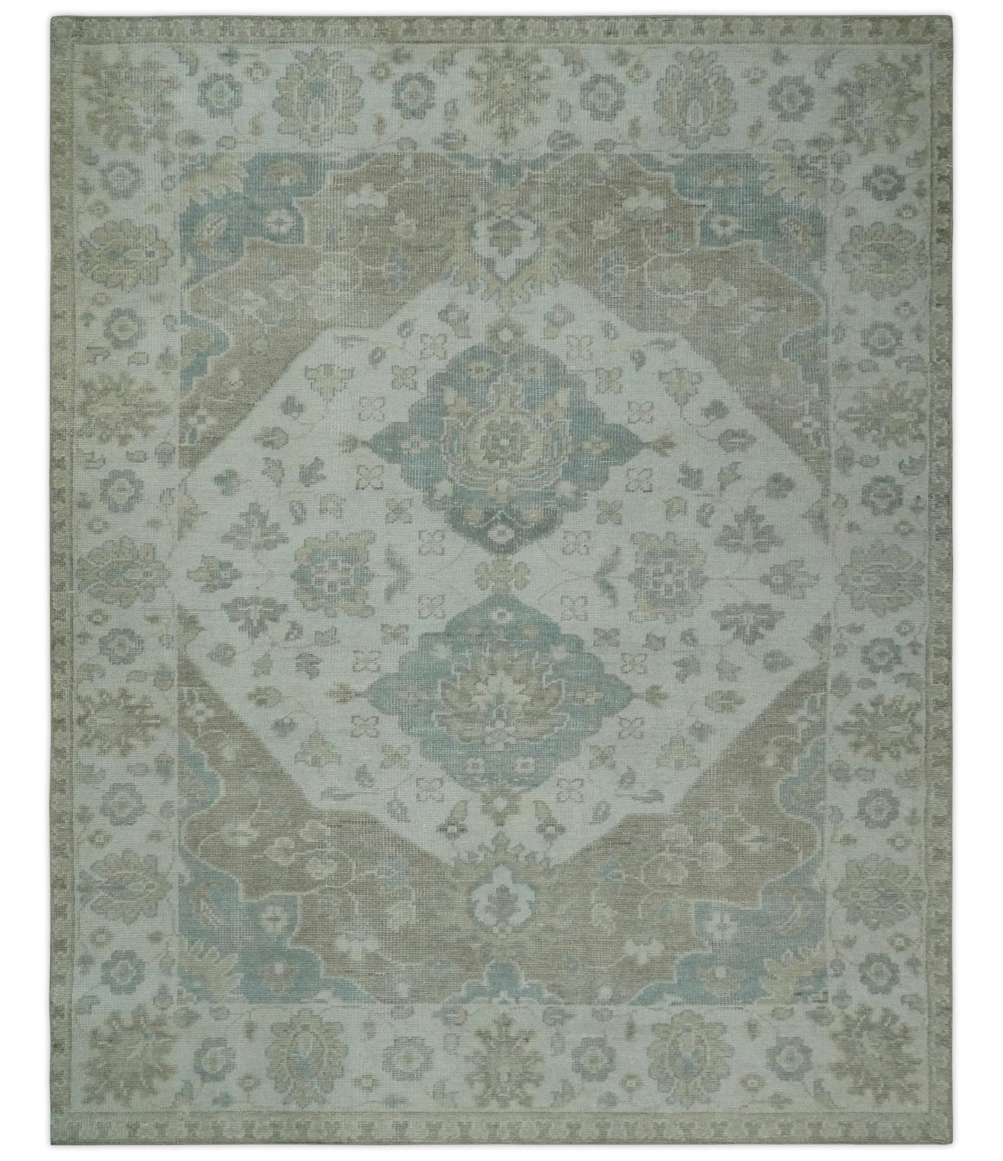 Antique Design Medallion Earthy Ivory and Camel 8x10 wool Area Rug