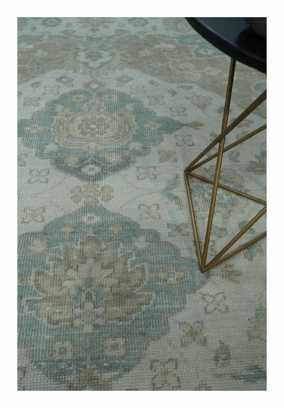 Antique Design Medallion Earthy Ivory and Camel 8x10 wool Area Rug