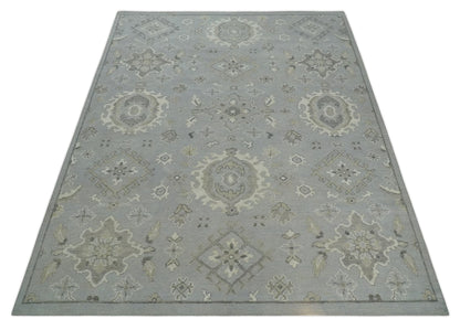 Antique Style Silver And Beige Modern Oushak wool Area Rug