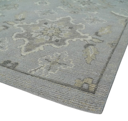 Antique Style Silver And Beige Modern Oushak wool Area Rug