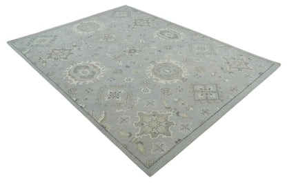 Antique Style Silver And Beige Modern Oushak wool Area Rug