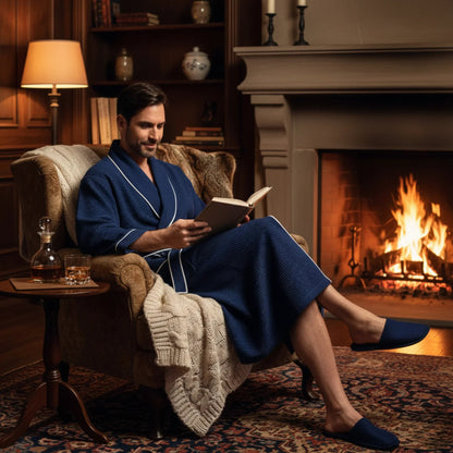 Premium Waffle Piping Robe for Men