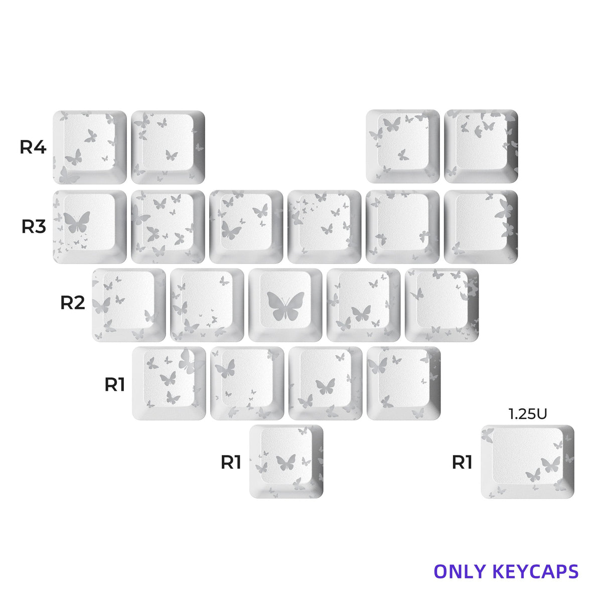 XVX IMD FlutterBloom Heart Layout 21-Key Artisan Keycap Set
