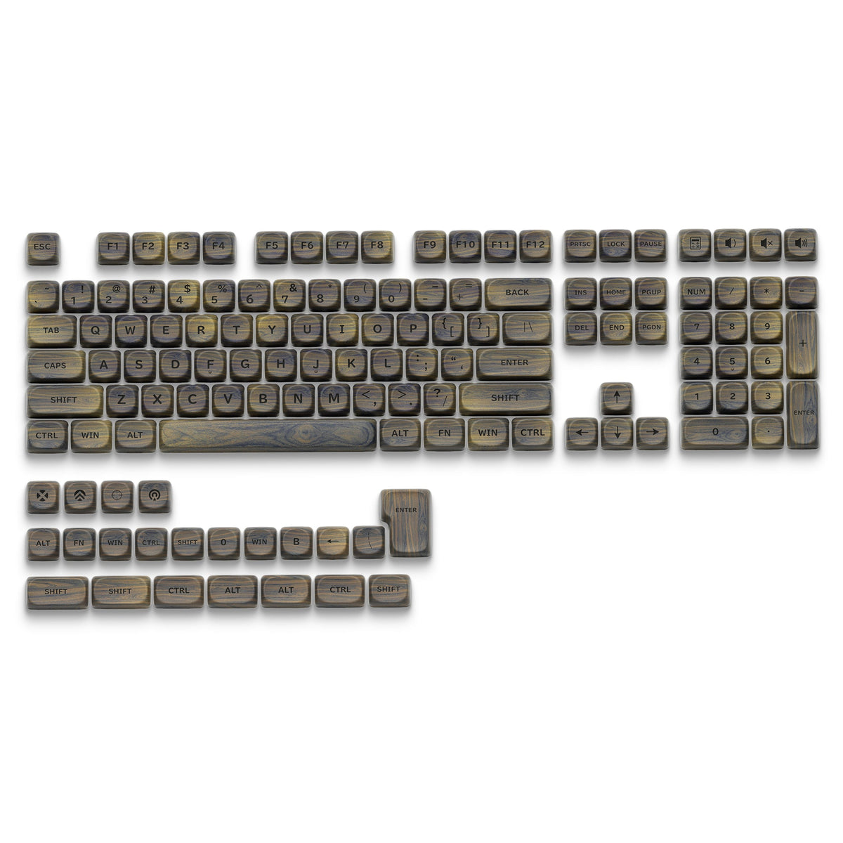 XVX Walnut Texture MOA  Profile Dye-Sublimation PBT 130-Key Keycap Set