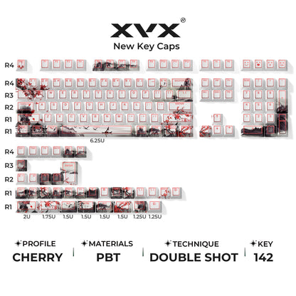 XVX PRISM Shine-Through Double-Shot Cherry Profile 142-Key PBT Keycap Set