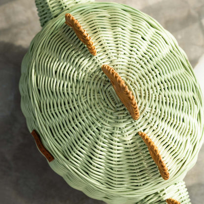 Dinosaur Rattan Storage Basket Mint Green - Medium