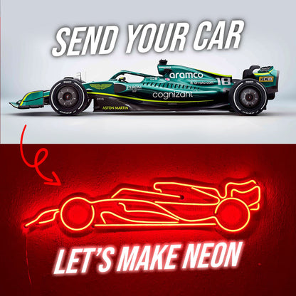 Your Personalized Metal Neon Car Wall Art - (Side view)