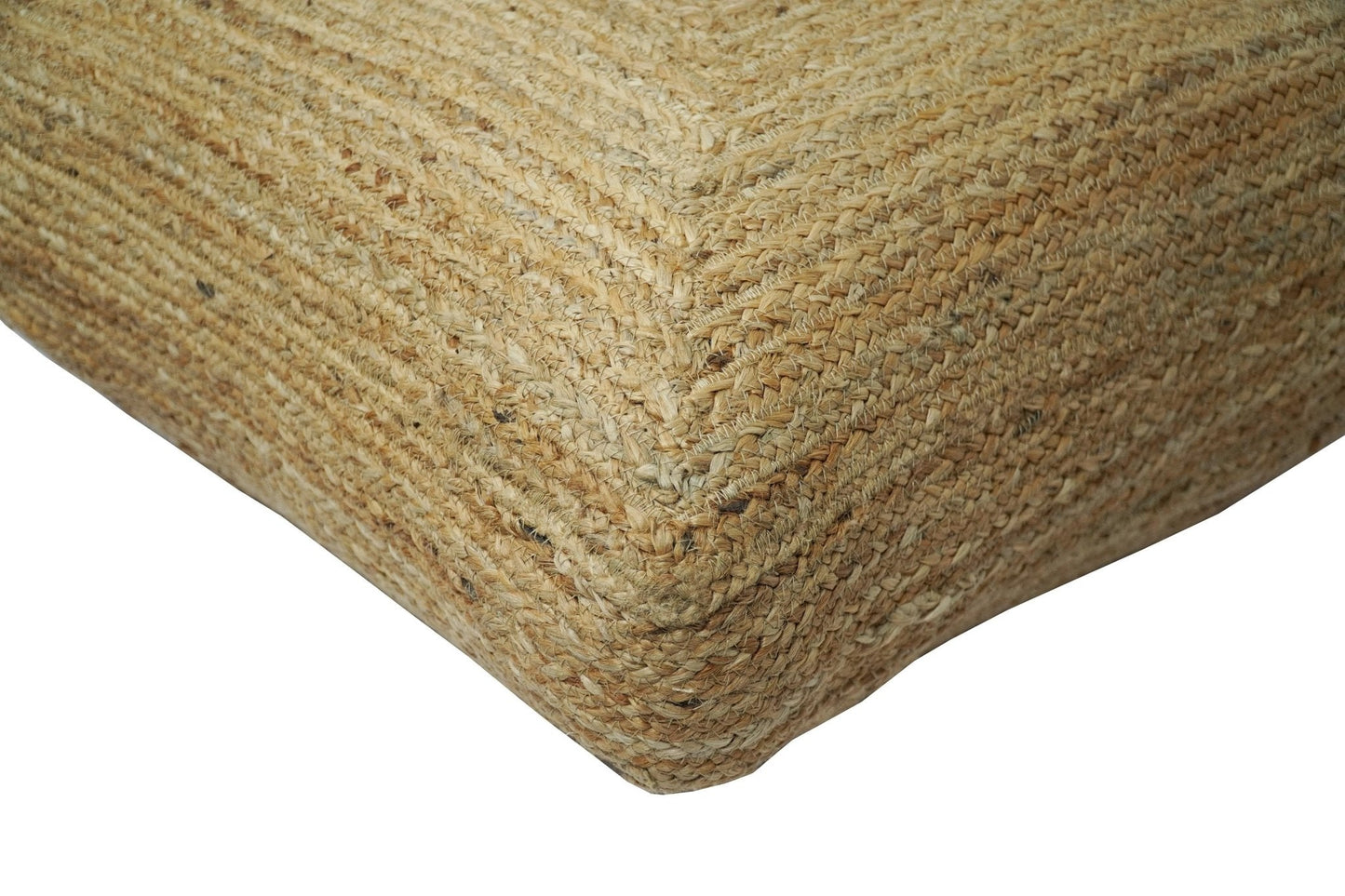 Modern Style Hand Braided Gold Jute Square Pouf