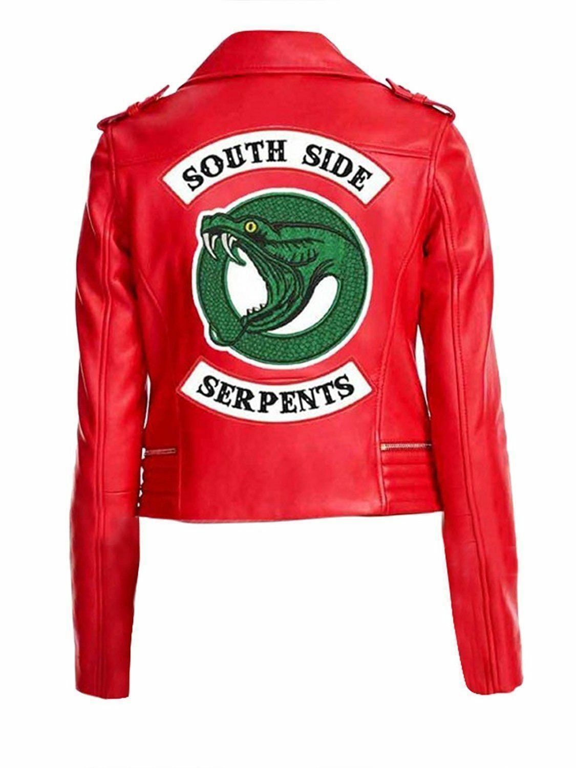 Handmade Southside Serpent Biker Red Leather Women Jacket