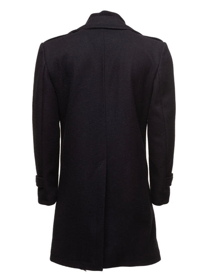 Handmade Black Wool 3/4 Length Trench Coat
