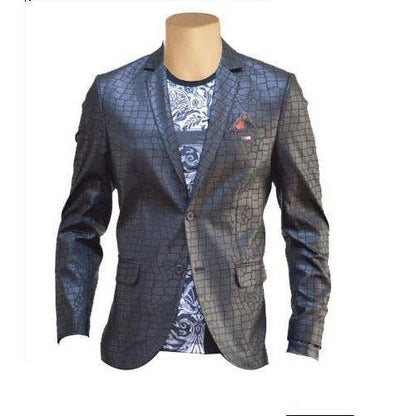Handmade Croc Print Black Leather Blazer