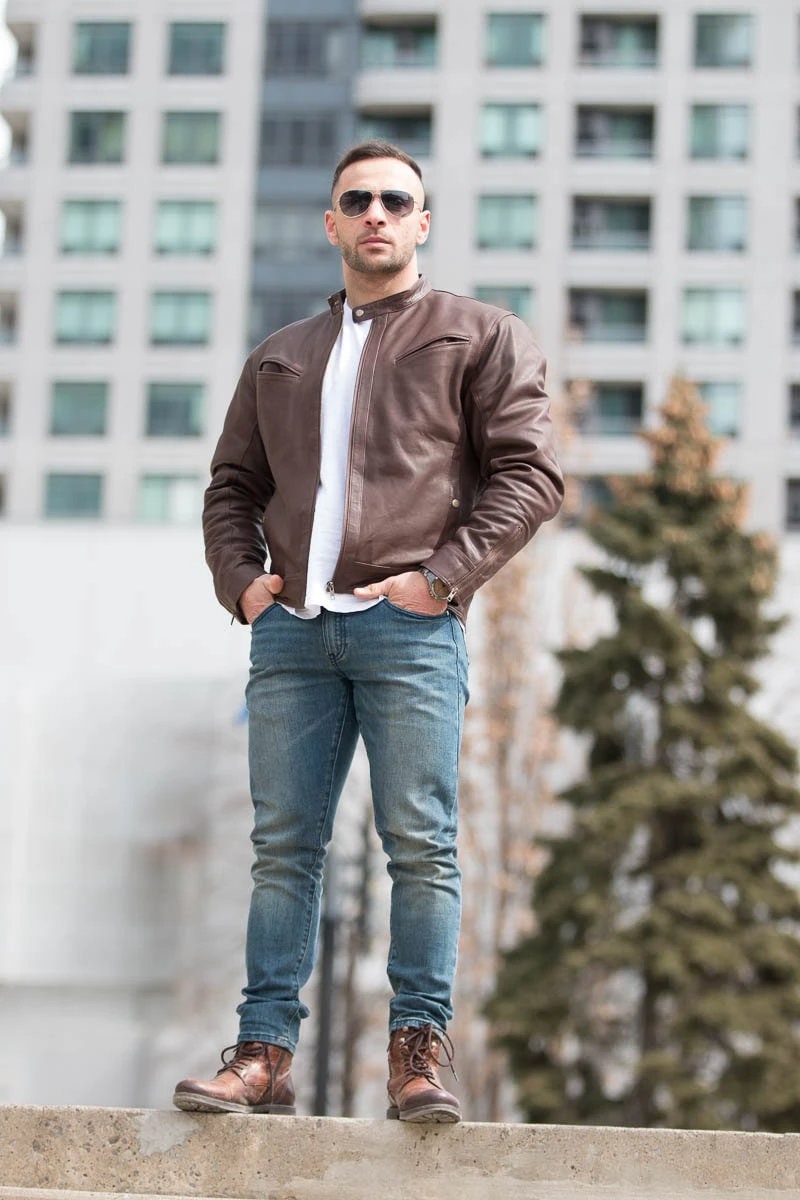 Handmade  Plain Black Moto Style Jacket