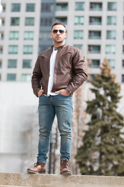 Handmade  Plain Black Moto Style Jacket