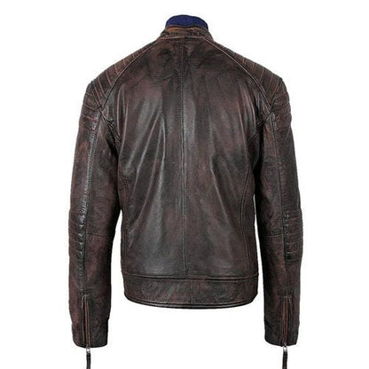 Handmade Men's Benton Distressed Moto Style Leather Jacket