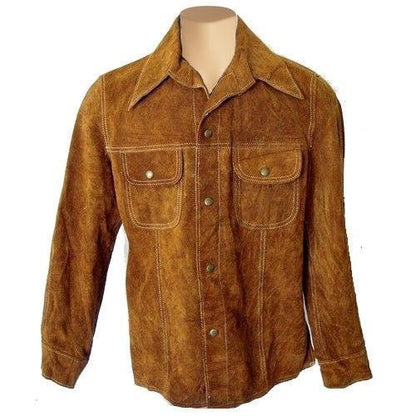 Handmade  Tan Suede Leather Shirt