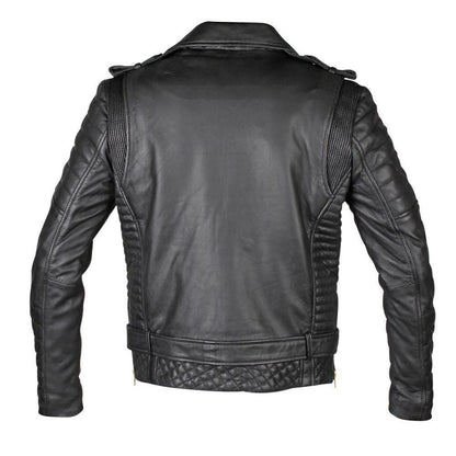 Handmade Mercado's Quilted Biker Leather Jacket With Waist Belt