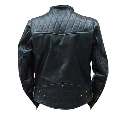 Handmade Brandford's Biker Style Leather Jacket With Quilted Stitching Details