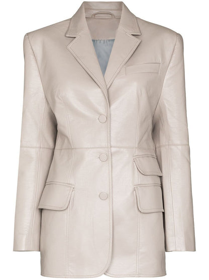 Handmade Faux-Leather Single-Breasted Blazer