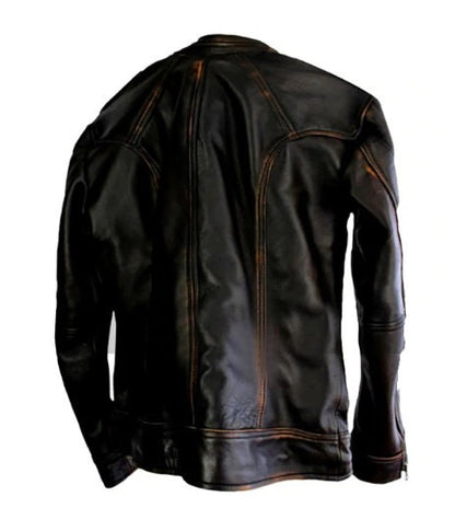 Handmade Cafe Racer Vintage Biker Distressed Brown Motorcycle Leather Jacket